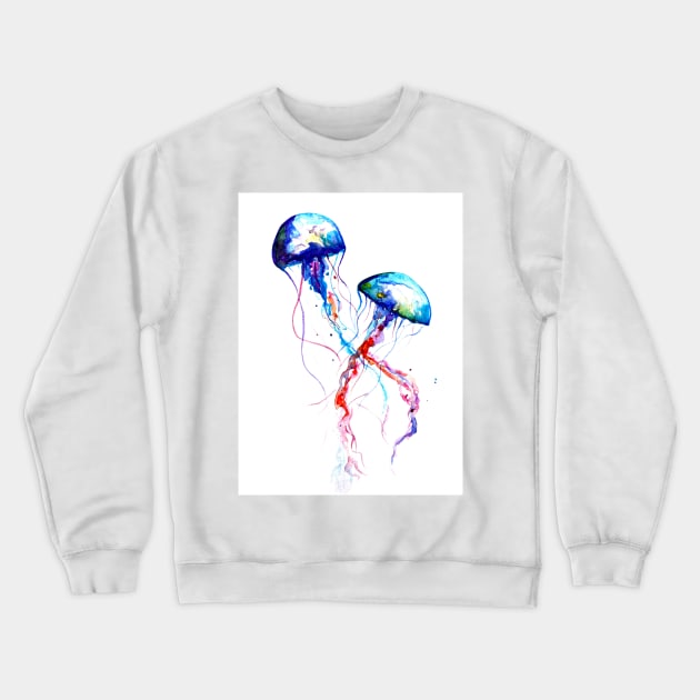 Jellyfish, watercolor Crewneck Sweatshirt by Luba_Ost